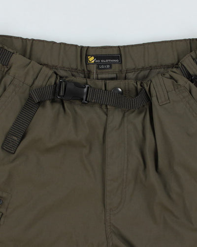 Khaki Green Belted Tech Cargo Shorts - L