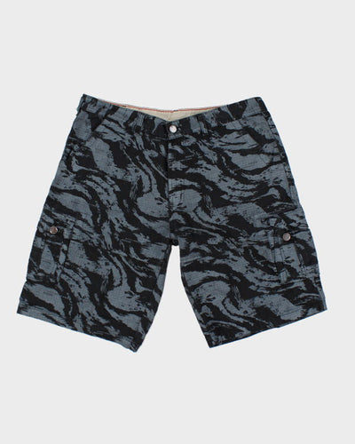 Y2k 00s Blue Camouflage Shorts - W40