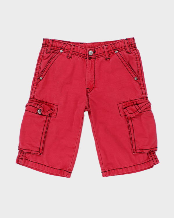Y2K 00s True Religion Red Cargo Shorts - W32