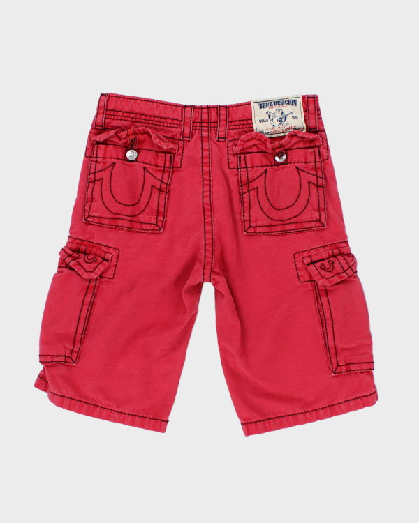 Y2K 00s True Religion Red Cargo Shorts - W32