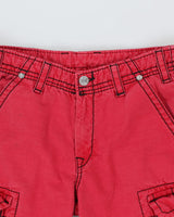 Y2K 00s True Religion Red Cargo Shorts - W32