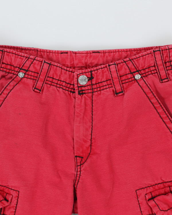 Y2K 00s True Religion Red Cargo Shorts - W32