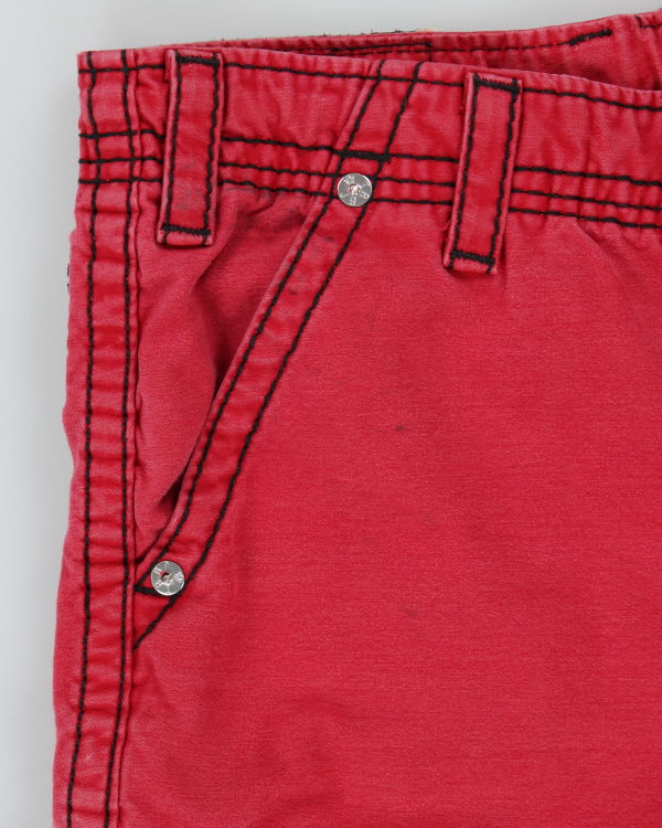 Y2K 00s True Religion Red Cargo Shorts - W32