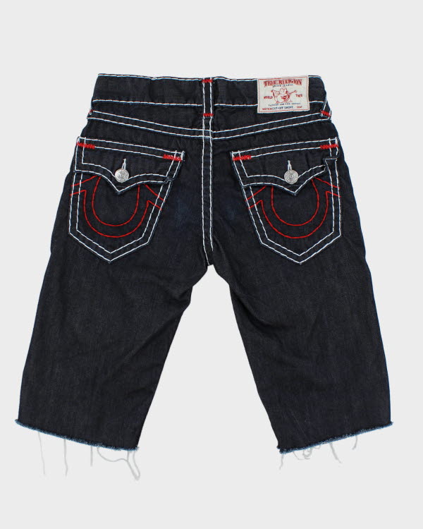 Vintage Y2K True Religion Contrast Stitched Cut Off Denim Shorts - W32 L15