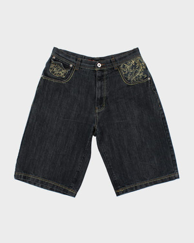 Vintage Y2K Embroidered Ablanehe Baggy Denim Shorts - W34 L13