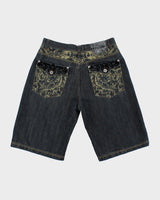Vintage Y2K Embroidered Ablanehe Baggy Denim Shorts - W34 L13