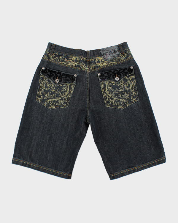 Vintage Y2K Embroidered Ablanehe Baggy Denim Shorts - W34 L13