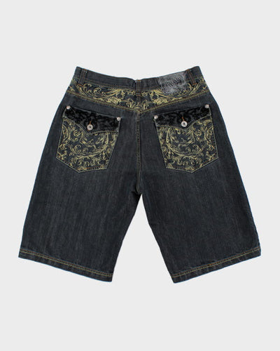 Vintage Y2K Embroidered Ablanehe Baggy Denim Shorts - W34 L13