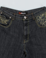 Vintage Y2K Embroidered Ablanehe Baggy Denim Shorts - W34 L13