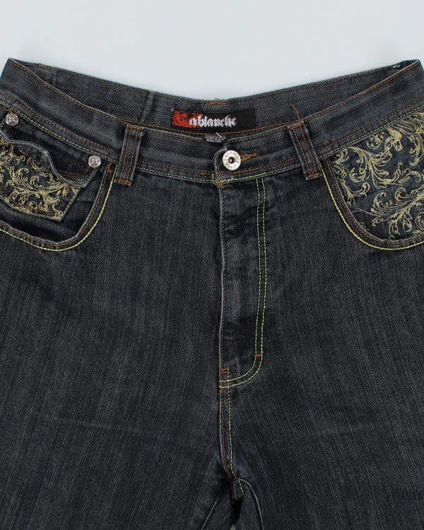 Vintage Y2K Embroidered Ablanehe Baggy Denim Shorts - W34 L13