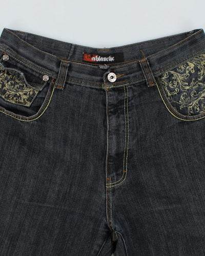 Vintage Y2K Embroidered Ablanehe Baggy Denim Shorts - W34 L13