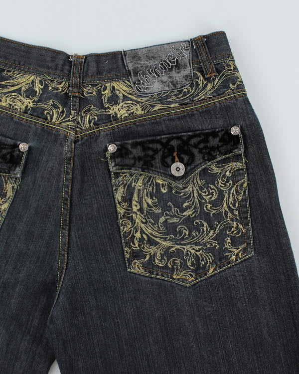 Vintage Y2K Embroidered Ablanehe Baggy Denim Shorts - W34 L13