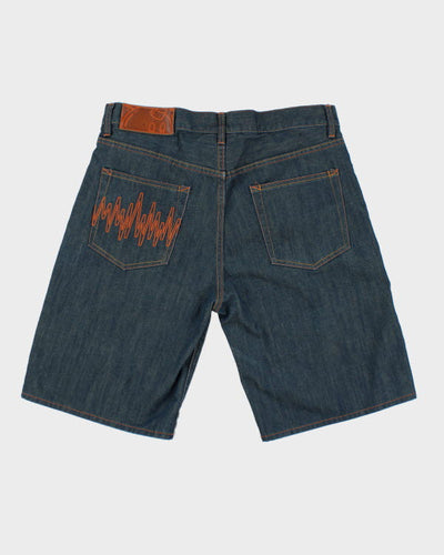 The Hundred Raw Indigo Wash Baggy Denim Shorts - W34 L10