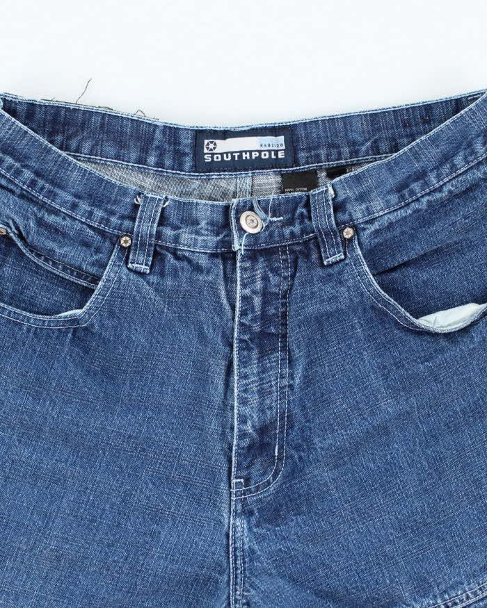Vintage 90's Southpole Wide Leg Raw Hem Denim Shorts - W32 L11