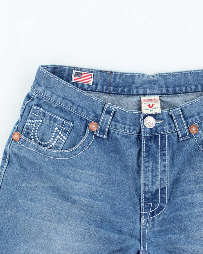 Vintage 90's True Religion Light Wash Cut Off Denim Shorts - W32 L15