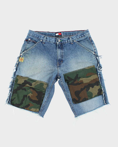 Vintage Y2K Tommy Hilfiger Camouflage Pockets Cargo Jean Shorts - W34 L11