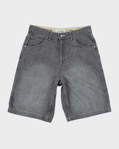 Vintage 2000's Champs Wide Leg Grey Faded Denim Shorts - W32 L11