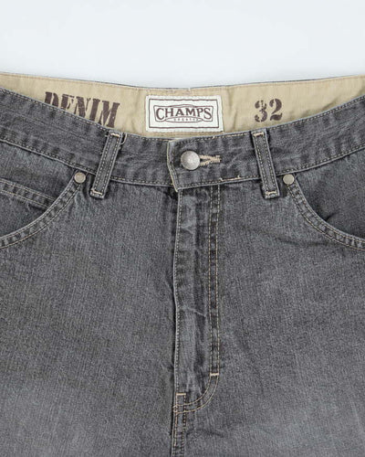 Vintage 2000's Champs Wide Leg Grey Faded Denim Shorts - W32 L11