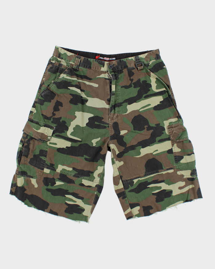 Vintage Y2K Plugg Baggy Camouflage Cut Off Cargo Shorts - W32 L12
