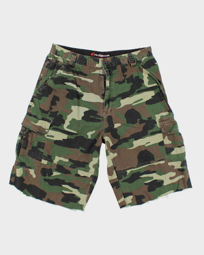 Vintage Y2K Plugg Baggy Camouflage Cut Off Cargo Shorts - W32 L12