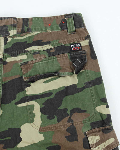 Vintage Y2K Plugg Baggy Camouflage Cut Off Cargo Shorts - W32 L12