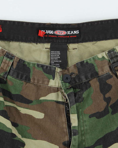 Vintage Y2K Plugg Baggy Camouflage Cut Off Cargo Shorts - W32 L12
