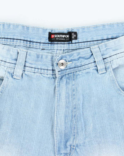 Vintage Y2K Southpole Light Wash Wide Leg Denim Shorts - W36 L12