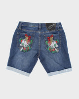Vintage Y2K Ed Hardy Sequined Pocked Dark Wash Denim Shorts - W30 L9