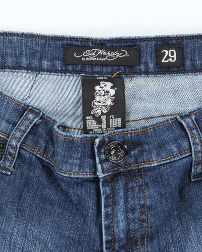 Vintage Y2K Ed Hardy Sequined Pocked Dark Wash Denim Shorts - W30 L9