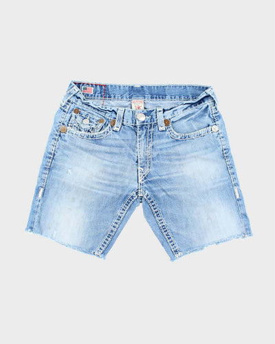 Vintage Y2K True Religion Light Wash Cut Off Denim Shorts - W36 L9