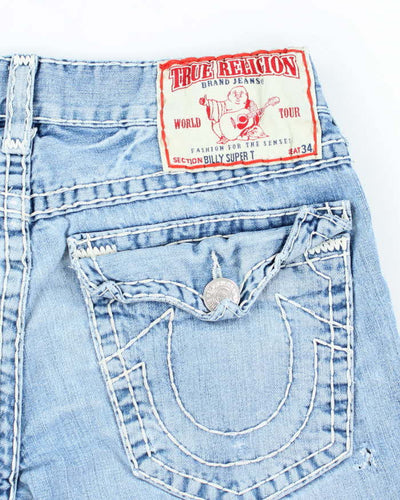Vintage Y2K True Religion Light Wash Cut Off Denim Shorts - W36 L9