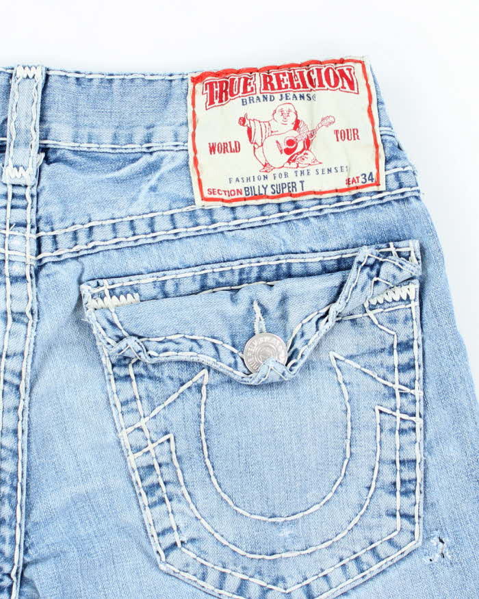 Vintage Y2K True Religion Light Wash Cut Off Denim Shorts - W36 L9