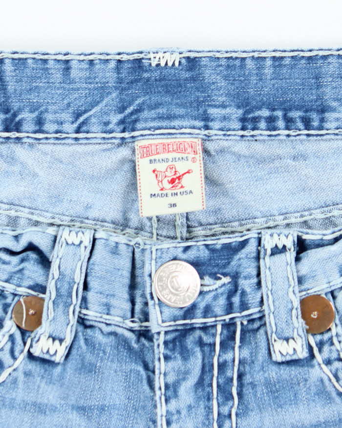 Vintage Y2K True Religion Light Wash Cut Off Denim Shorts - W36 L9