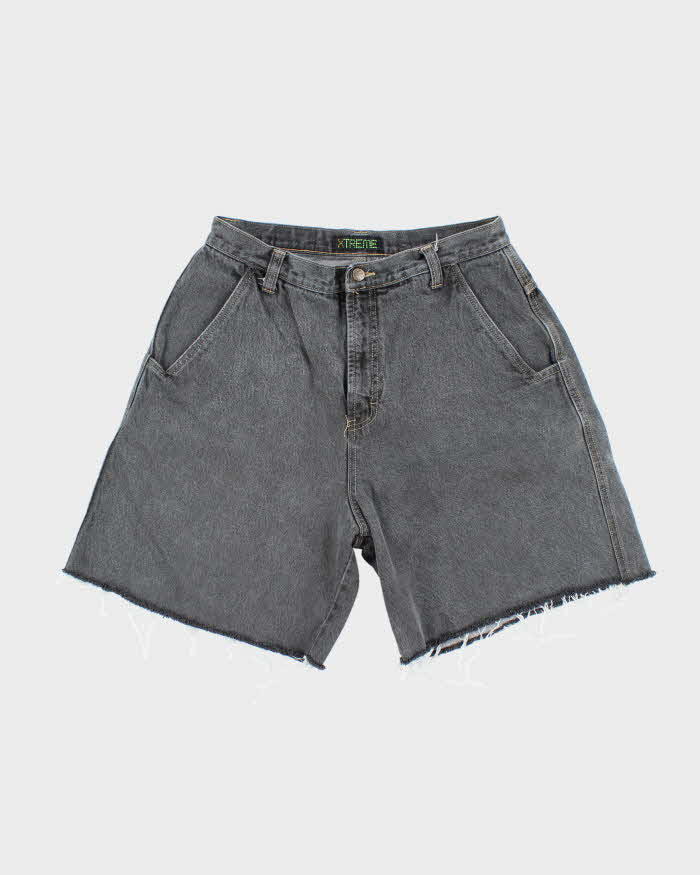 Vintage Y2K Xtreme Wide Leg Grey Wash Cut Off Denim Shorts - W30 L8