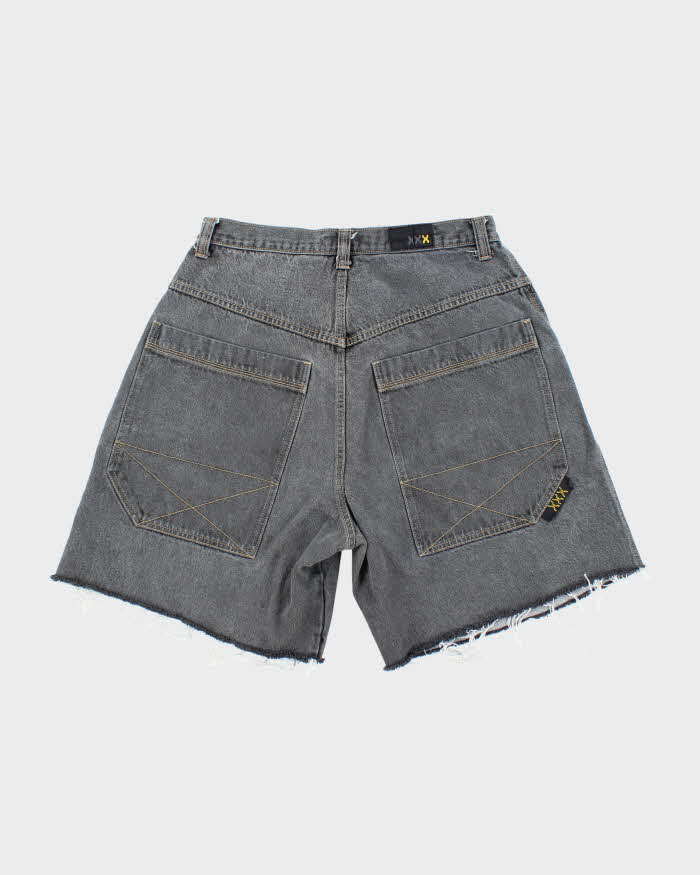 Vintage Y2K Xtreme Wide Leg Grey Wash Cut Off Denim Shorts - W30 L8