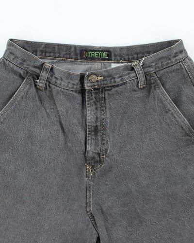 Vintage Y2K Xtreme Wide Leg Grey Wash Cut Off Denim Shorts - W30 L8