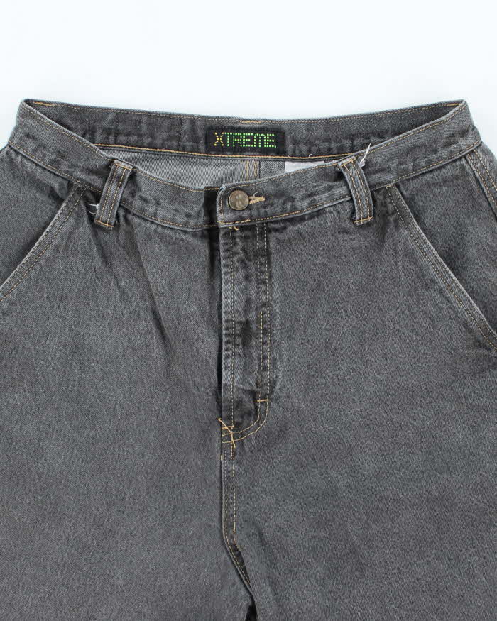 Vintage Y2K Xtreme Wide Leg Grey Wash Cut Off Denim Shorts - W30 L8