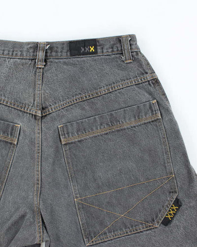 Vintage Y2K Xtreme Wide Leg Grey Wash Cut Off Denim Shorts - W30 L8