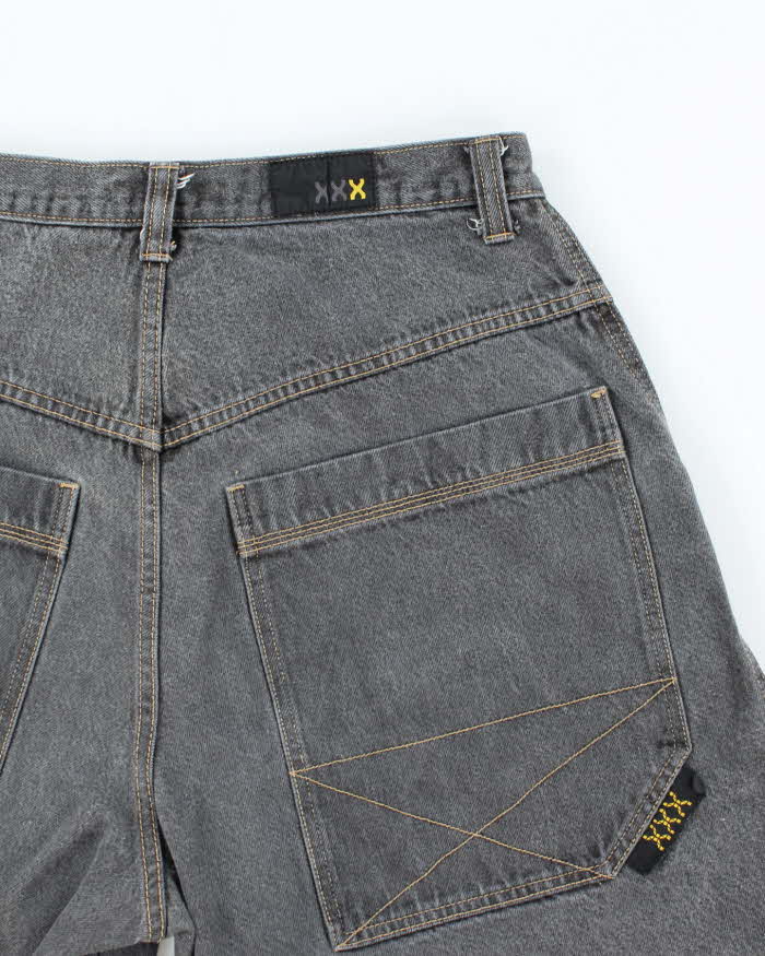 Vintage Y2K Xtreme Wide Leg Grey Wash Cut Off Denim Shorts - W30 L8