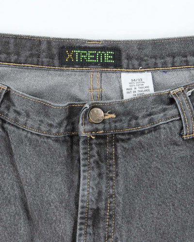 Vintage Y2K Xtreme Wide Leg Grey Wash Cut Off Denim Shorts - W30 L8