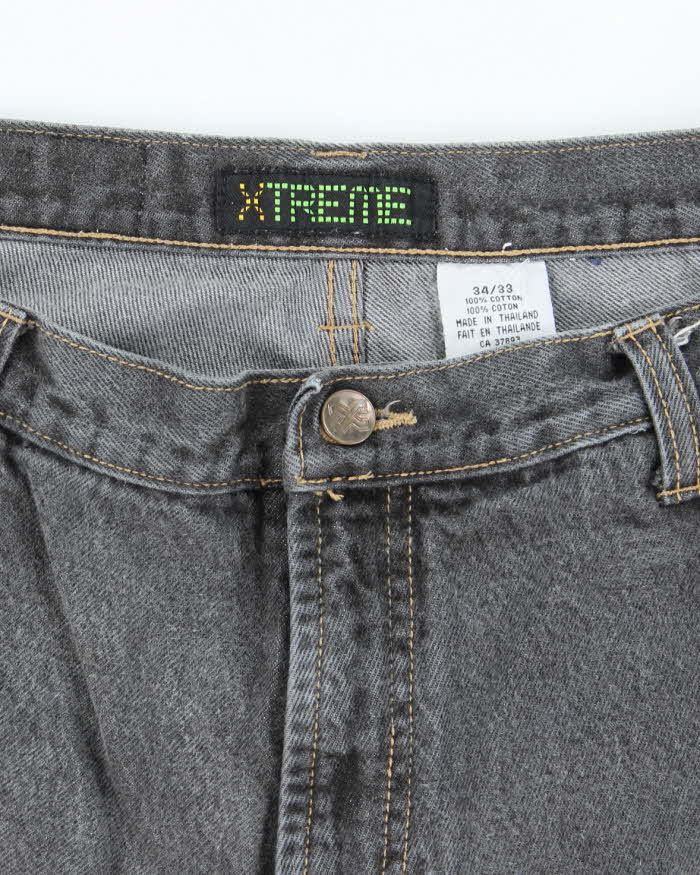 Vintage Y2K Xtreme Wide Leg Grey Wash Cut Off Denim Shorts - W30 L8