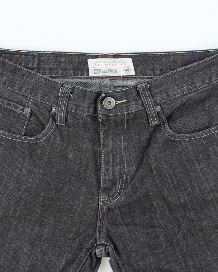 Vintage Y2K Ecko Untld Grey Wash Wide Leg Denim Shorts - W34 L13
