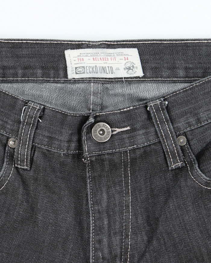 Vintage Y2K Ecko Untld Grey Wash Wide Leg Denim Shorts - W34 L13