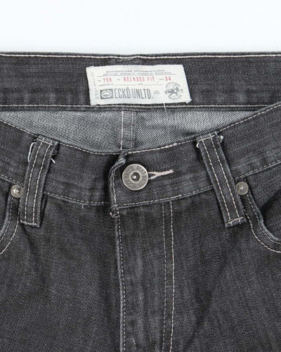 Vintage Y2K Ecko Untld Grey Wash Wide Leg Denim Shorts - W34 L13