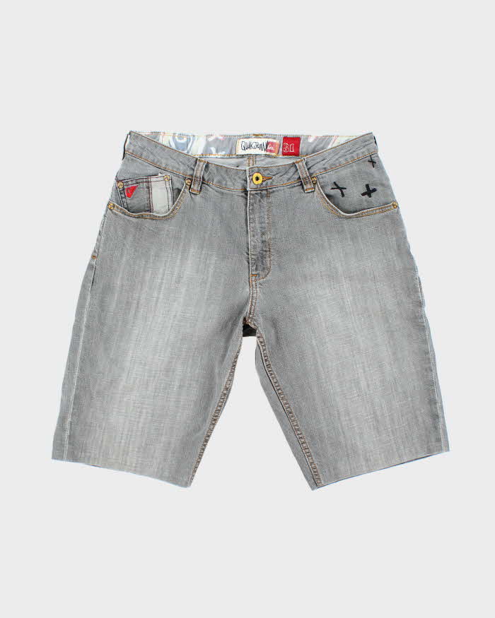 Vintage Y2K Quiksilver Grey Wash Denim Shorts - W32 L11