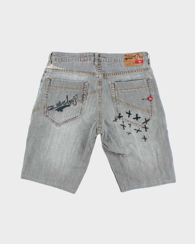 Vintage Y2K Quiksilver Grey Wash Denim Shorts - W32 L11