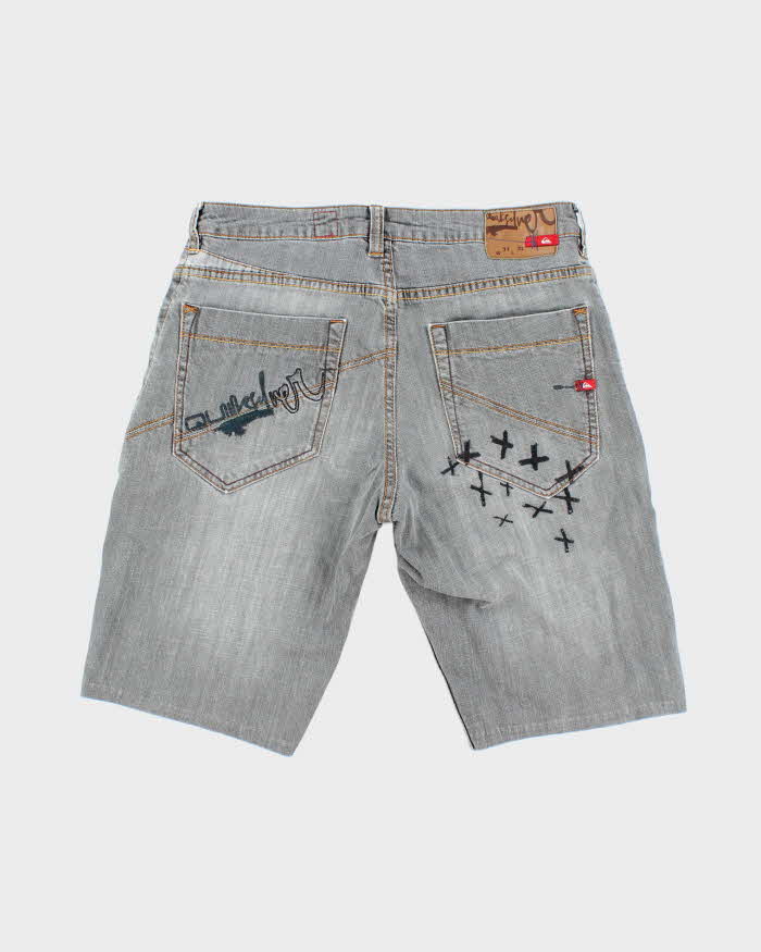 Vintage Y2K Quiksilver Grey Wash Denim Shorts - W32 L11