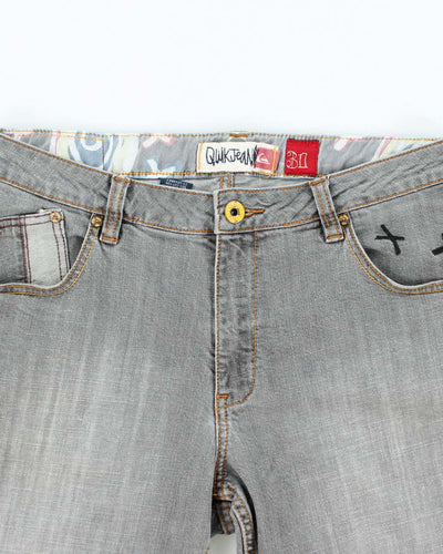 Vintage Y2K Quiksilver Grey Wash Denim Shorts - W32 L11