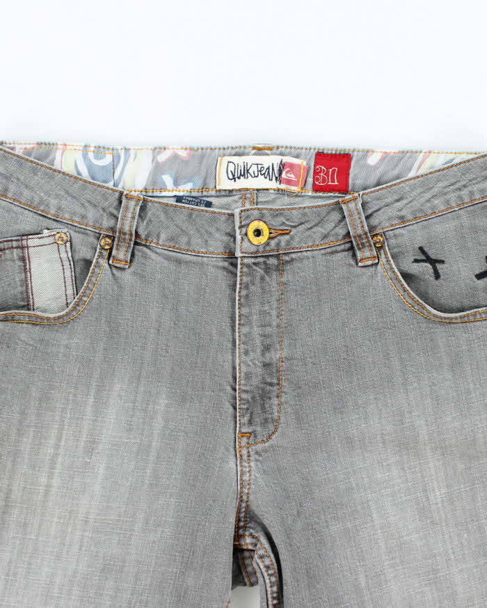 Vintage Y2K Quiksilver Grey Wash Denim Shorts - W32 L11