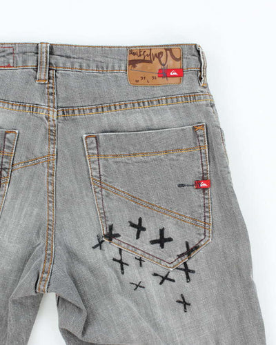 Vintage Y2K Quiksilver Grey Wash Denim Shorts - W32 L11